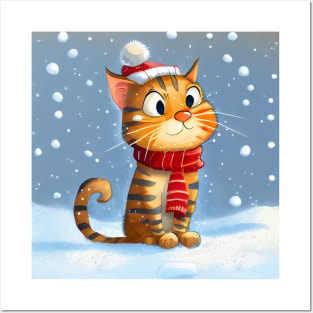 Red cat is waiting fo Christmas Posters and Art